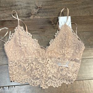 Nude laced half shirt